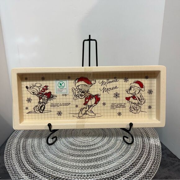 Disney Minnie and Mickey Mouse Bamboo Sketchbook Christmas Trays Set of 2 NWT - Picture 2 of 11